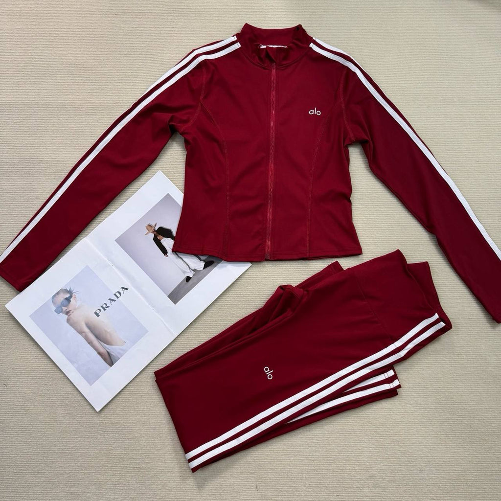 RED STRETCHY YOGO TWO PIECE SET