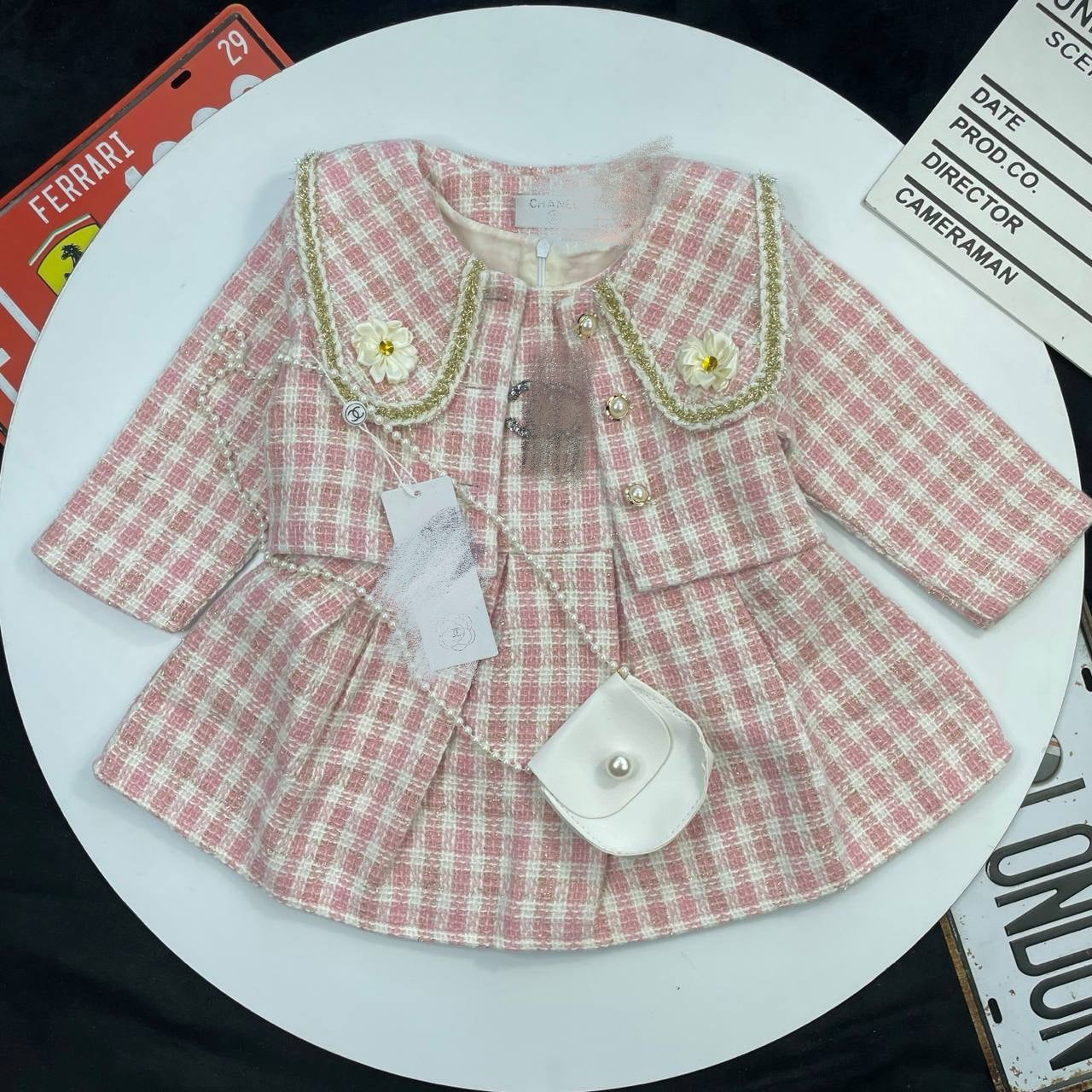 Pink Kids ChaCha White Dress Set