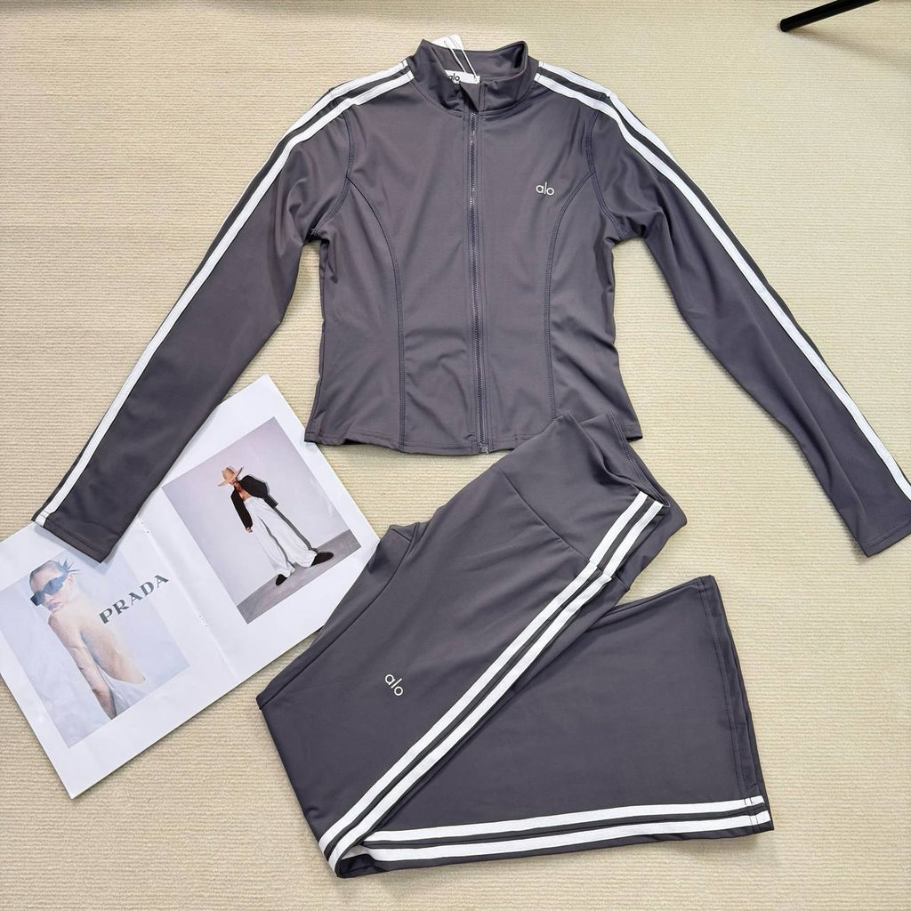 GREY STRETCHY YOGO TWO PIECE SET