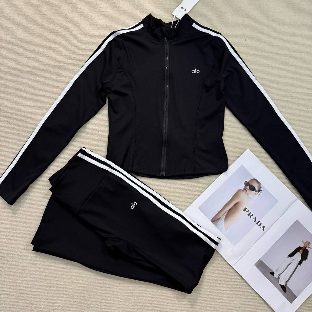 BLACK STRETCHY YOGO TWO PIECE SET