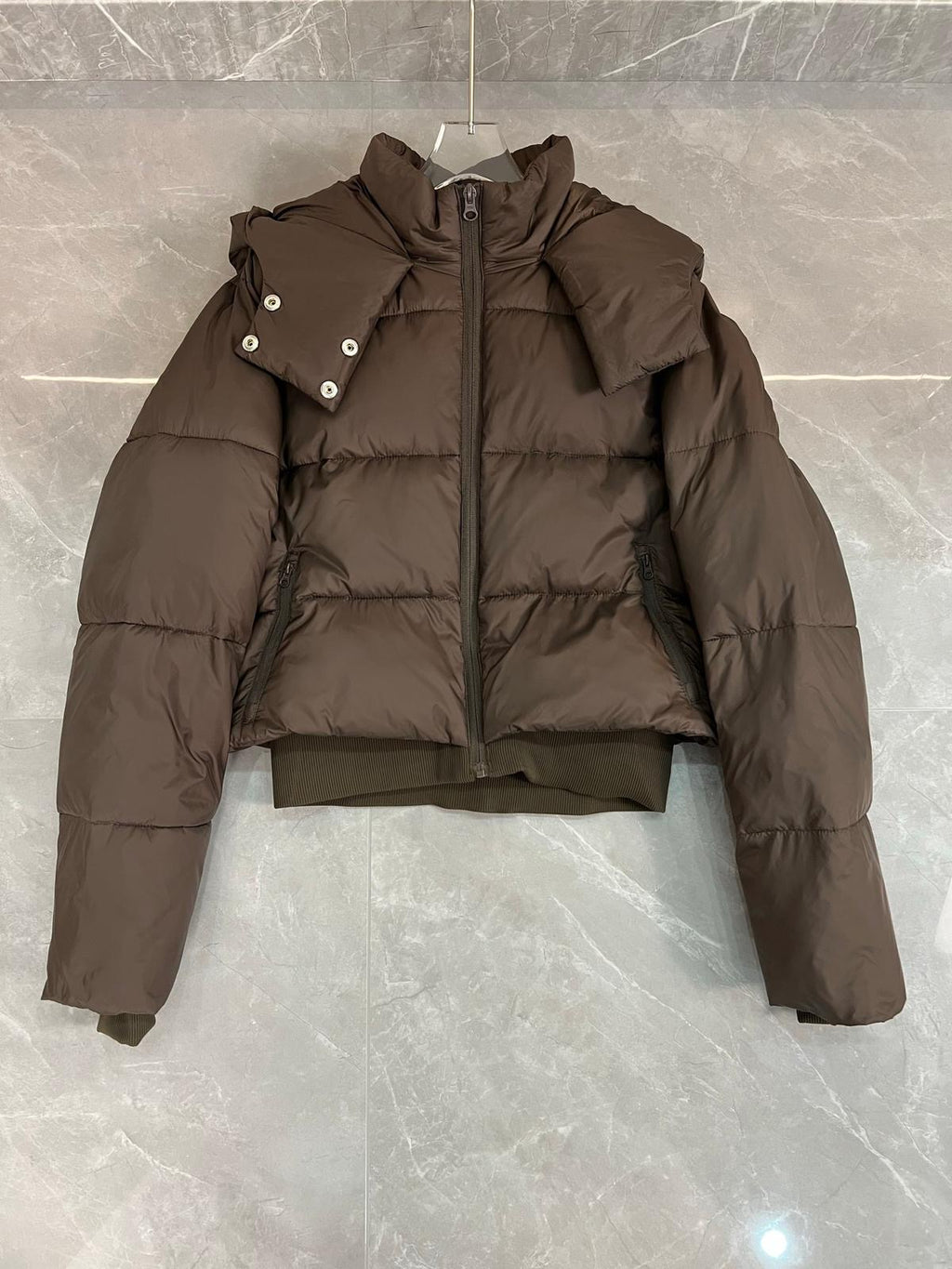 Brown Hooded Down Jacket