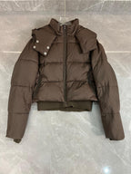 Brown Hooded Down Jacket