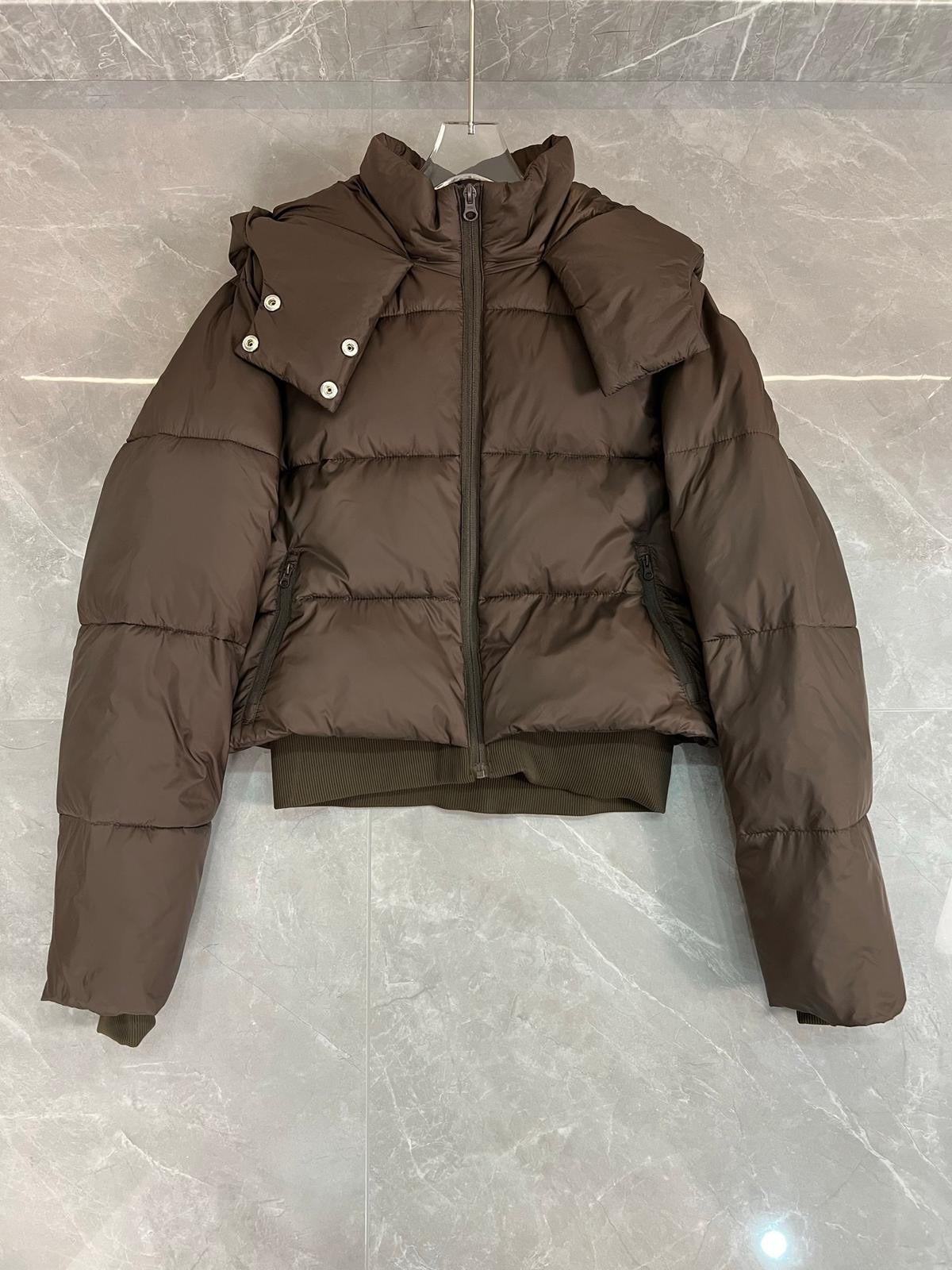 Brown Hooded Down Jacket