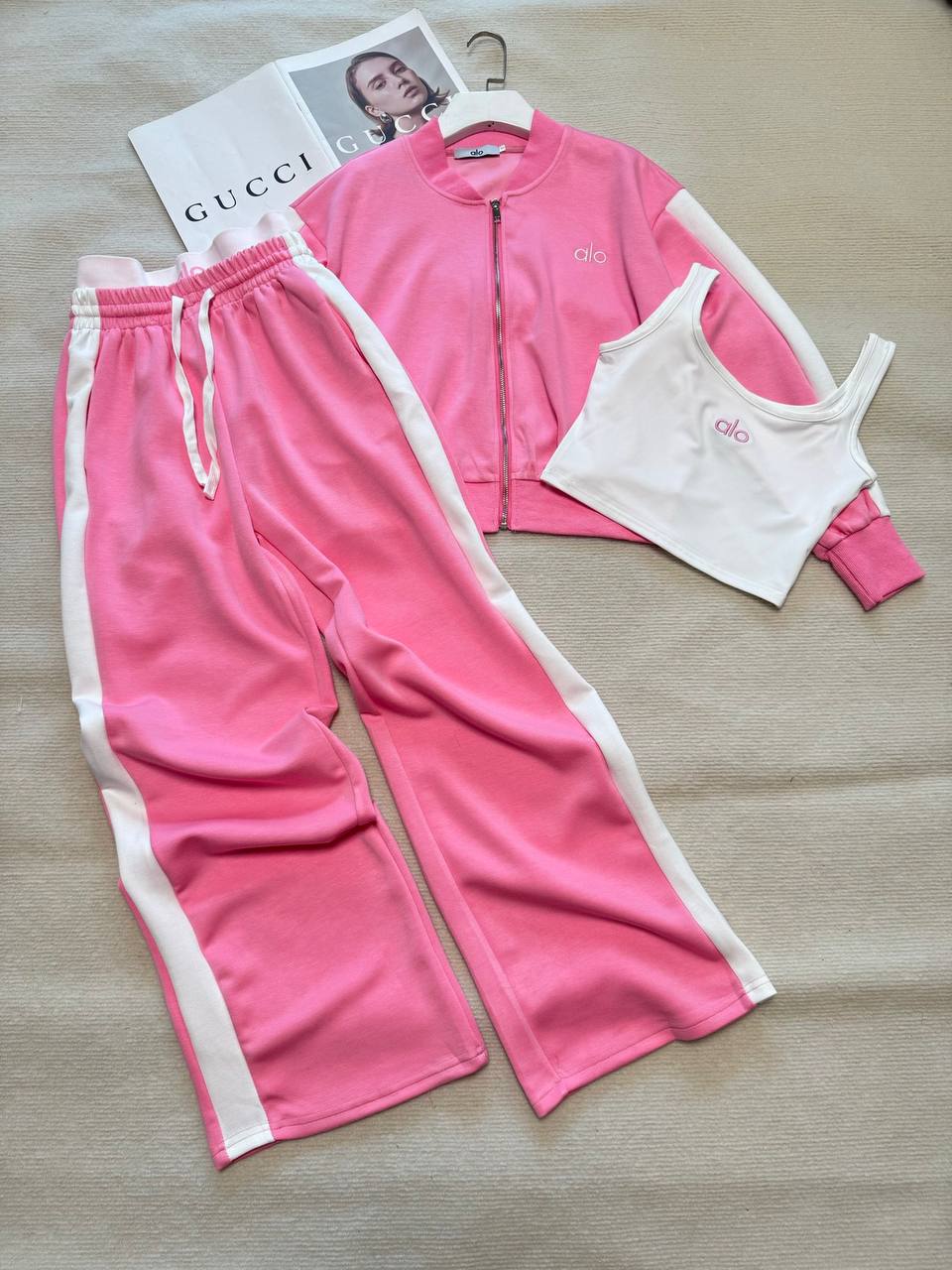 PINK JOGGING SET WITH TANK TOP