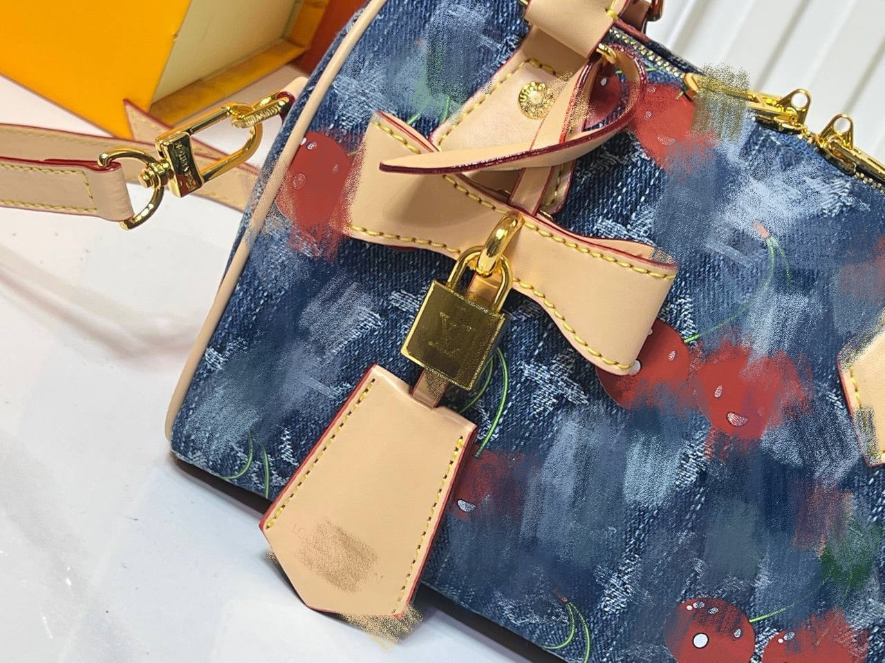 Denim Medium Cherry Hand Strap Bag