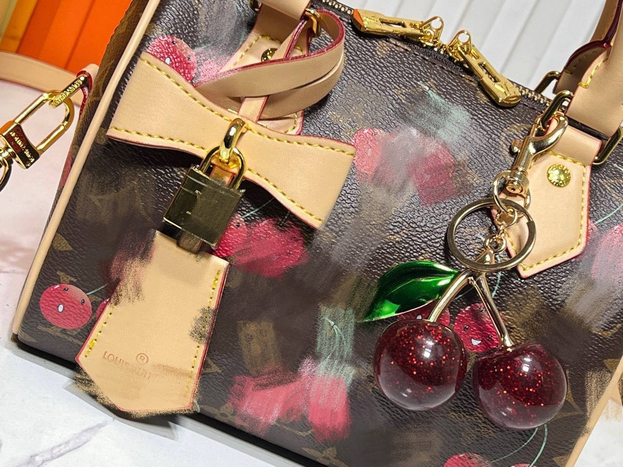 Brown Medium Cherry Hand Strap Bag