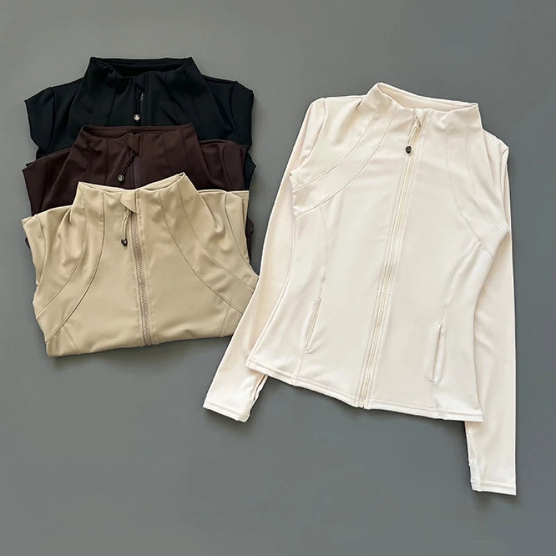 Slim-Fit Zipper Yoga Cycling Top